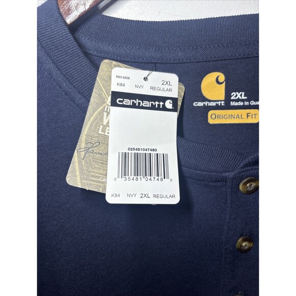 2XL Carhartt Mens Pocket Tee Henley T Shirt Navy Blue Loose Fit NWT - Picture 5 of 7